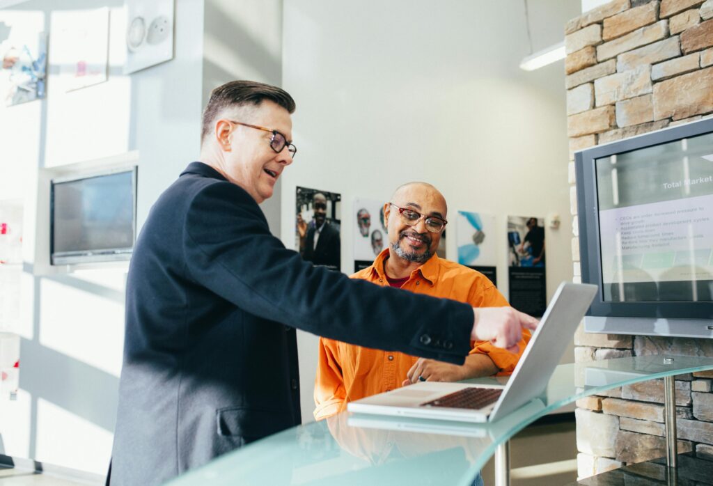 Two business owners working